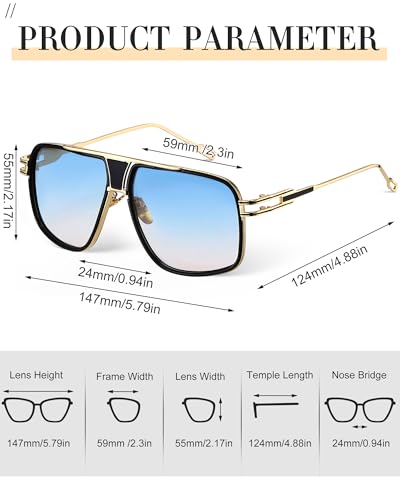 Image of Frienda 3 Pairs Retro Sunglasses for Men Oversized Men Shades Glasses Fashion Alloy Metal Gold Frame Polarized Sun Glasses
