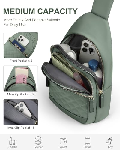Image of Capolo Sling Bag for Women Men Waterproof Crossbody Bags for Women Trendy Casual Fanny Pack with Convertible Shoulder Strap Chest Bag for Travel Hiking(Green, Medium)