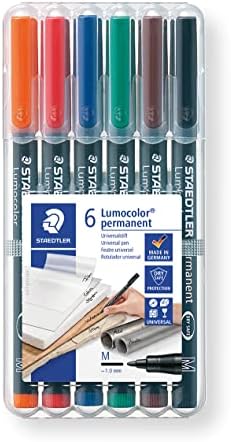 STAEDTLER 318 WP6 Lumocolor Universal Permanent Fine Pens - Assorted Colours