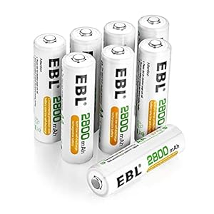 EBL oplaadbare AA batterijen 2800mAh 8 stuks Ni-MH 1.2v batterijen 1200 cycli met opbergdoosje