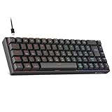 KOORUI 60% Mechanical Gaming Keyboard, Mixed Colors LED Backlit Ultra-Compact 69 Keys, Mini Wired Keyboard with Blue Switch for Windows Laptop PC/Mac OS/Xbox-BLACK(Blue Switch)