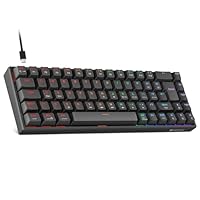 KOORUI 60% Mechanical Gaming Keyboard, Mixed Colors LED Backlit Ultra-Compact 69 Keys, Mini Wired Keyboard with Blue Switch for Windows Laptop PC/Mac OS/Xbox-BLACK(Blue Switch)