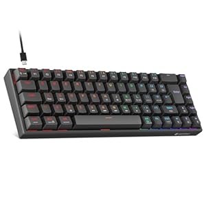 KOORUI 60% Mechanical Gaming Keyboard, Mixed Colors LED Backlit Ultra-Compact 69 Keys, Mini Wired Keyboard with Blue Switch for Windows Laptop PC/Mac OS/Xbox-BLACK(Blue Switch)