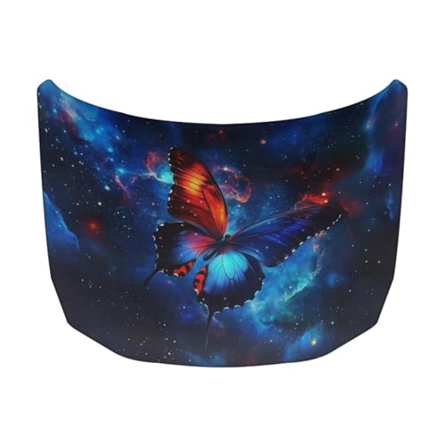 Image of Car Front Hood Purple Butterfly Cover Blanket Easy Installation All-Weather Vehicle Front Engine Hood Flag Protector Automotive Accessories Compatible with SUV Cars Trucks