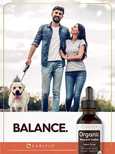 Organic Nascent Iodine Liquid Drops | 2 Fl Oz | Vegan Supplement | Non-Gmo, Gluten Free | By Carlyle #TOP5
