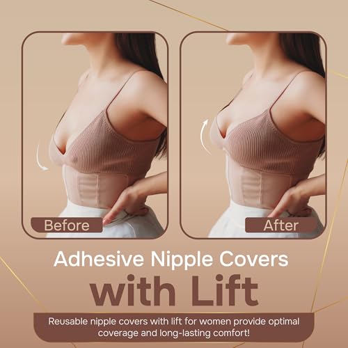 Nipple Cover for Women–Reusable Silicone Adhesive Pasties for A–D Cup–Soft Invisible Breast Petal with Travel Case–Sweatproof3
