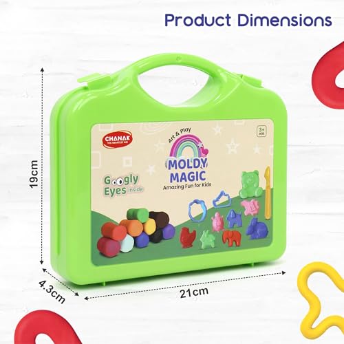 Image of Aditi toys Moldy Magic Creative Art & Craft Playdough with Foldable Suitcase, Air Dry Clay for Toddlers & Kids Age 3+, Includes 10 Colorful Dough 25gm Each & 13 Sculpting Tools