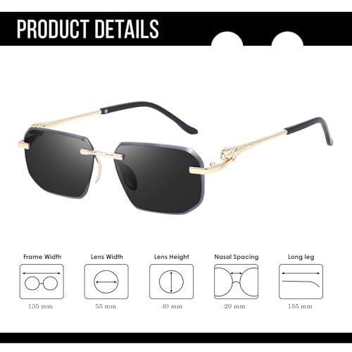 Image of IFLASH UV Protected Retro Rectangular Rimless Sunglasses for Men and Women