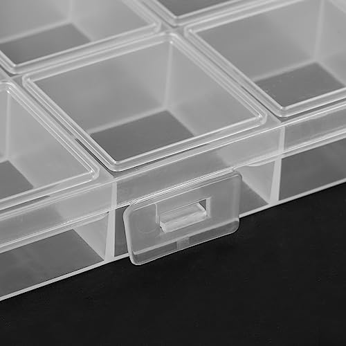 Image of PATIKIL 28 Grids Jewelry Organizer Box, 3 Pack 18mm Clear Plastic Jewelry Boxes Storage Container for Beads Crafts DIY Earrings Pendants Rings, Style 1