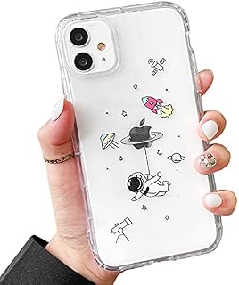 ZTOFERA Compatible with iPhone 11 Case, 6.1-Inch, Silicone Protective Bumper Case Planet Star Space Pattern Girls Boys Slim Shockproof Clear Phone Case Cover for iPhone 11, Flying Astronaut