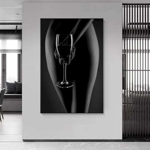 Affiches en verre de vin pour filles tableau femme sexy art mural maison