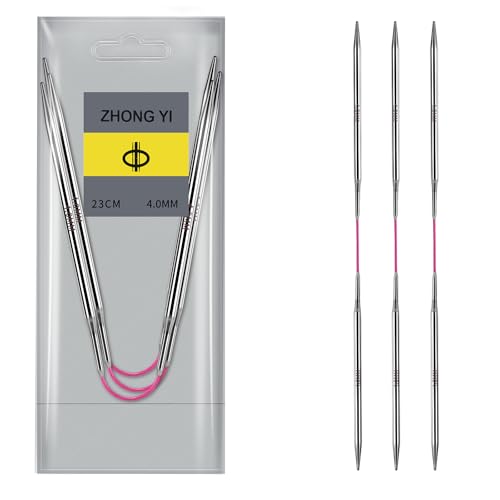 Soosui 4.0mm Circular Knitting Needles US6 |3-Pack 9-inch (23cm) Double-Pointed Flexible Circular Needles 3cm Cable Durable and Smooth for Sweaters Socks Hats and Other DIY Knitting Projects.