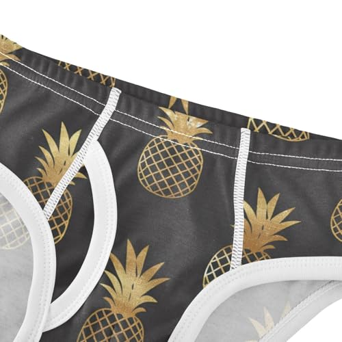 Wusikd Pineapple Gold Glitter Boys' Underwear Cotton Boys Briefs Soft Toddler Underwear 2T4