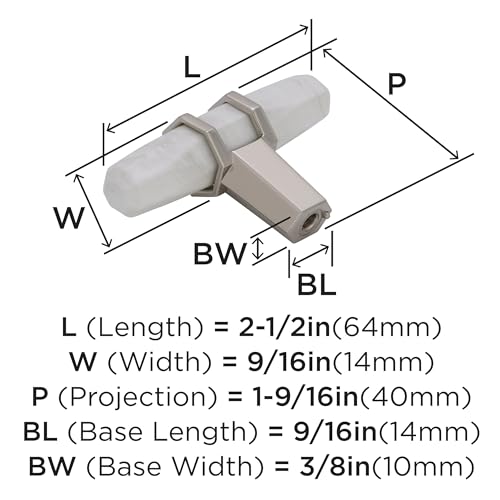 Image of Amerock | Cabinet Knob | Marble White /Polished Nickel | 2-1 /2 inch (64 mm) Length | Carrione | 1 Pack | Drawer Knob | Cabinet Hardware