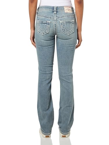 True Religion Women's Billie Mid Rise Straight Jeans with Super T Stitching2