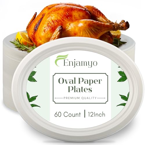Enjamyo Platos de papel ovalados (paquete de 60)