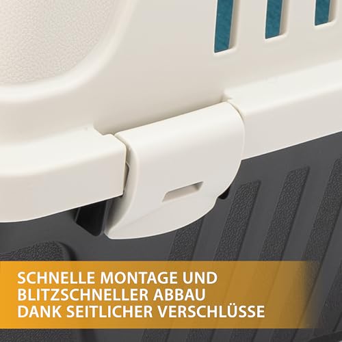 Ferplast Katzentransportbox, kleine mittelgroße Hundetransportbox, Hunde und Katzen bis 15 kg, mit Kissen und Napf, Lüftungsschlitze, 40x60xH38 cm, Transportbehälter Atlas 30 Open