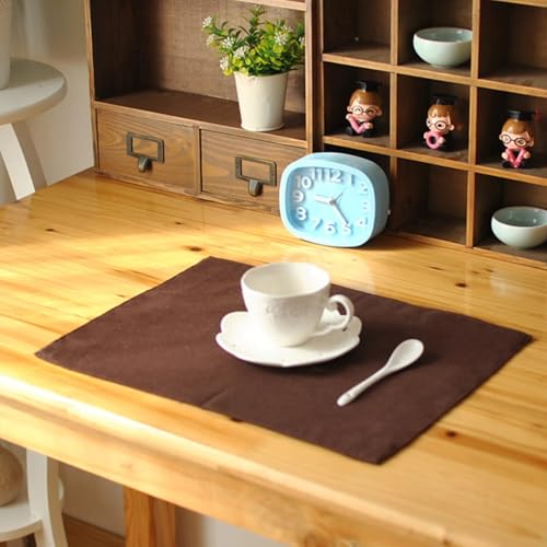 Set de table coton lin marron de qualité supérieure double couche lavable