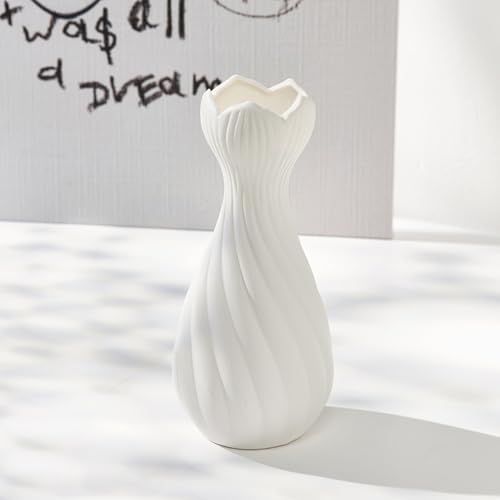 Jarrón de Cerámica Jarrones Decorativos Modernos Jarron Blanco Decoración del Hogar Florero Jarrones para Flores Secas Flores Preservadas Jarrones para Sala de Estar, Boda, Mesa de Cena
