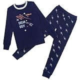 TaiMoon Niños Pijama, Ropa de Dormir Invierno Algodón Manga Larga Conjunto de Pijama Edades 6-14 años (Azul Marino, 8-9 años)