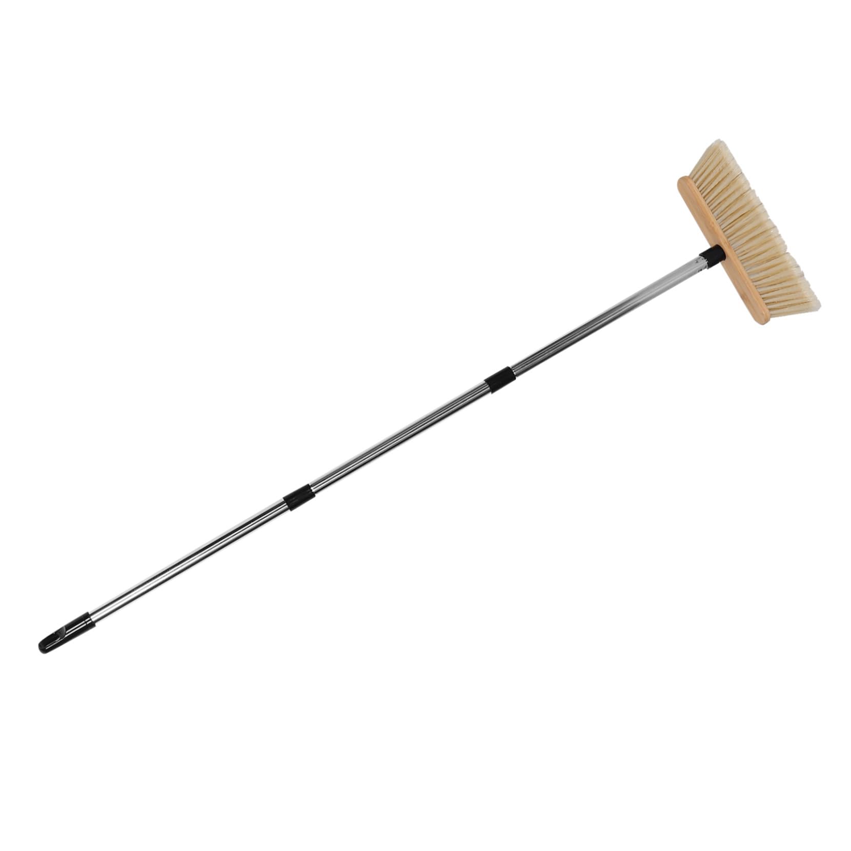 Scopa Giardino in Bamboo con Manico in Acciaio Pulizia Esterni con Setole Dure per Patio Garage e Spazzola Robusta per Spazzare e Rimuovere Detriti Strumento Durevole per Uso