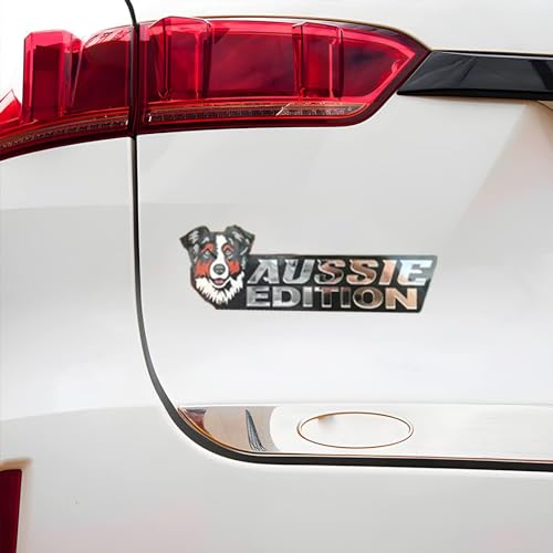 Image of Cute Dog Car Badge Laser Cutting Car Emblem,Funy 3D Acrylic Dogs Badge Rated Car Emblem Automotive Badge Decals and Stickers for Car, Truck, Rv, Boat Exterior Decoration (Australian Shepherd)