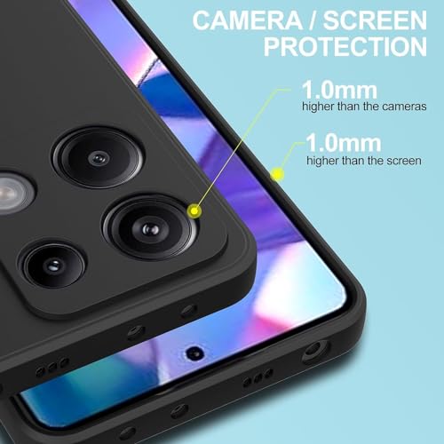 Image of DIZORO Compatible with Mi Redmi Note 13 5G Back Cover with Upgraded Square Edges for Camera Protection Shockproof Flexible Matte Liquid Silicone Mobile Phone Case (Black)
