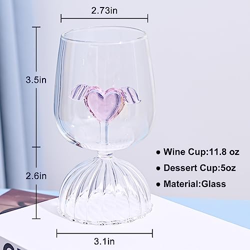 Creative Wine Glass Cocktail Glasses Set Of 2 Martini Glasses 12Oz Unique Wine Glasses Heart-Shaped Romantic Cocktail Drinkware For Wedding Home Bar Party #TOP4