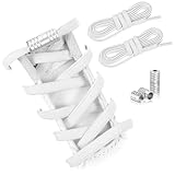 Grevosea Lacets de chaussures élastiques sans nœud pour chaussures de sport, lacets de chaussures avec serrures à lacets, extensibles et plats sans nœuds, pour enfants et adultes, blanc, Taille unique
