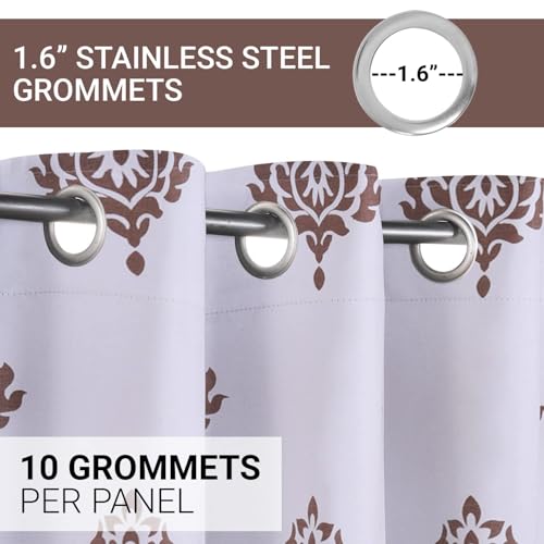 Image of Homestan 100% Cotton Block Print Long Door Curtains 9 Feet Long Set of 2 with Stainless Steel Grommets for Home Decor (9 X 4.5 Feet, Brown)