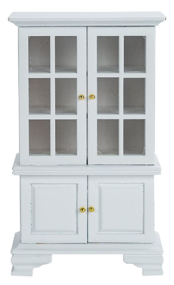 Muebles de casa de muñecas, armario a escala 1:12, accesorios de cocina en miniatura, armario de madera, estante de exhibición para decoración de sala de estar (blanco)