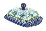 Blue Rose Polish Pottery Blue Cottage Butter Dish