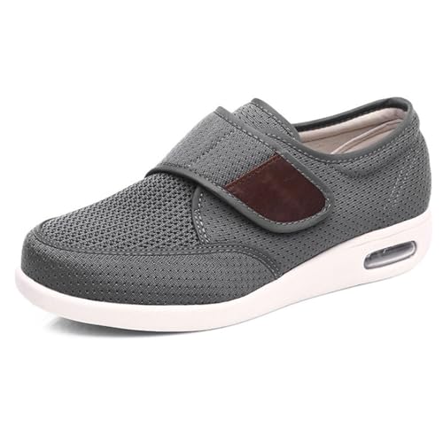Zapatos para diabéticos, zapatos livianos y cómodos para hombres de ancho ancho, más fertilizantes que ensanchan los zapatos para hinchar los pies, para pies hinchados, fascitis plantar(Gray,45 EU)