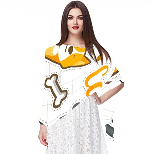 Écharpe en mousseline de soie femme Lively Corgi motif bleu luxueux 16