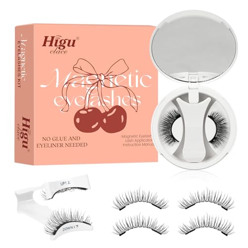Higu clace Magnetic Eyelashes with Applicator Daily Wear Reusable Magnetic Eyelashes Natural Look No Glue Needed Magnet Lashes Soft with Applicator Easy to Apply and Remove(A02)