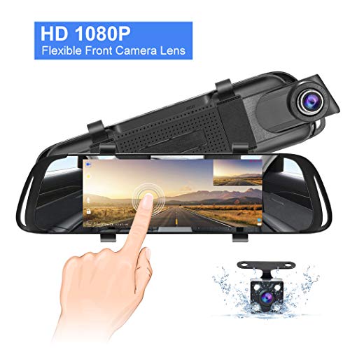 Backup Camera 7 Inch Full HD Mirror Dash Cam, Touch Screen 1080P Front