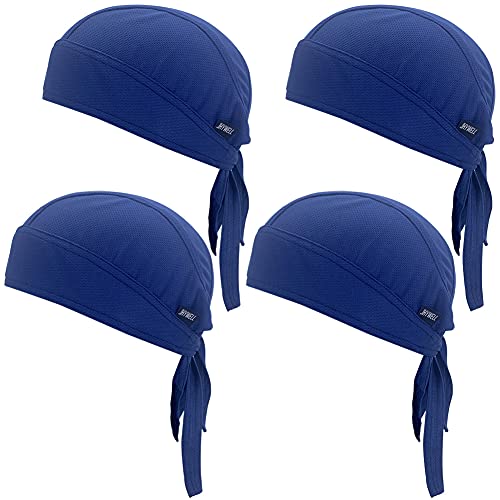JHYWELL Sweat Wicking Doo Rag Cooling Dew Rag Helmet Liner Hat Large Motorcycle Head Wrap Bandana Skull Caps for Men and Women, Navy Pack, One Size-XX-Large