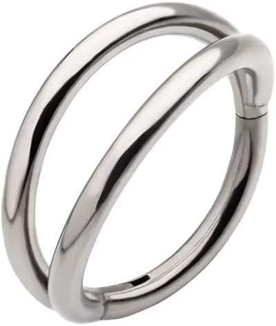 Pierced Owl 18GA ASTM F-136 Implant Grade Titanium Double Hoop Hinged Segment Clicker Ring