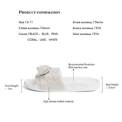 Image of FUNKYMONKEY Women's Bowknot Slides Sandals Comfort Casual Beach Slippers | Soft Denim Fabric Upper & Comfortable EVA Sole, Lightweight Slip-On Slides for Summer, Beach, Pool, and Daily Casual Wear