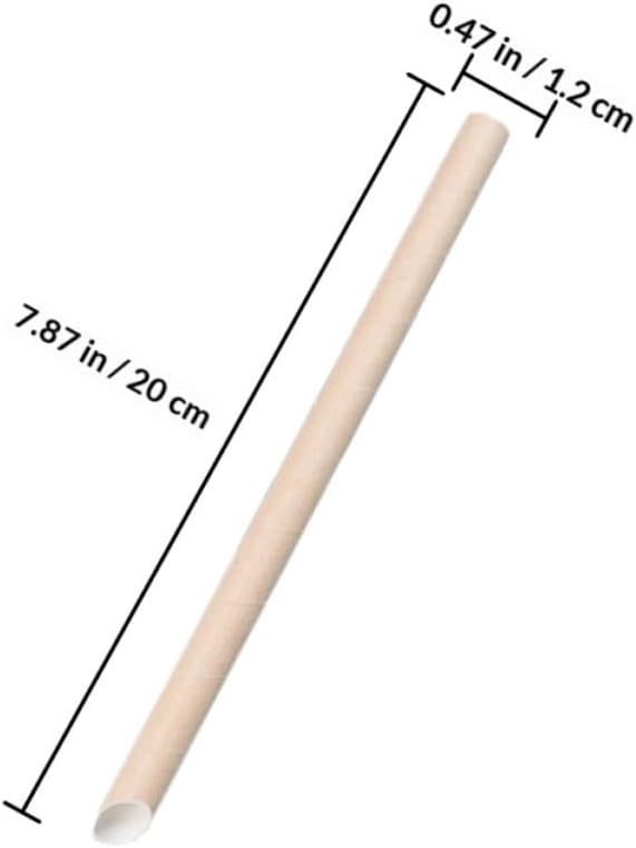 Alipis 100pcs Disposable Drinking Paper Straws 12x200mm Pulp Milk Tea Straws Biodegradable for Cold Drinks Juice Smoothies