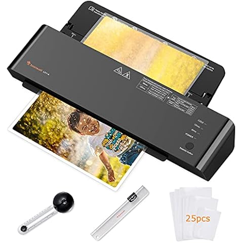 Bonsaii A3 Laminator Machine for DIN A3/A4/A5 80mic 125mic Hot and Cold Laminating Set 4 in 1 with 25 Laminated Pouches, Paper Cutter & Rotary Cutter for Home School Teacher Office, Black (L311-A) Cover