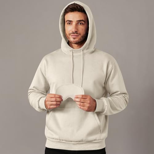 Airplane Mode Travel Hoodie Men Oversized Comfort Travel Hoodie with Eye Mask Removable Fleece Sweatshirt with Pocket2