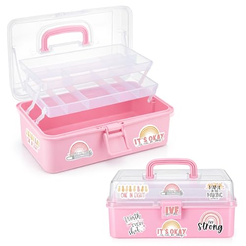 Mifoci Pink IVF Medication Organizer Gift Caddy 3-Layer Plastic Dividing Storage Box with Spacers IVF Meds Must Haves Organize Supplies Womens Home Utility Box