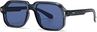 Gafas de sol vintage con remaches para mujer, con protección UV400, estilo punk azul para hombre.