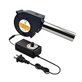 YOWEE BREEZE 97 mm x 33 mm BBQ Air Mover Inflatable Small Blower Fireplace Fan, with Metal Duct, AC 100V-240V Variable Speed Centrifugal Fan, for Barbecue,Camping,Waste Oil Furnace,Wood Stove Fan