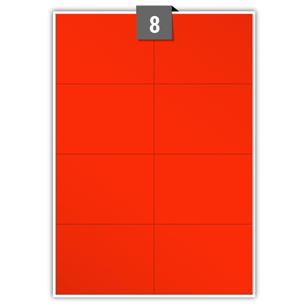 Fluorescent Yellow Paper - Permanent Adhesive - Plain Sheets - 8 Rectangle Labels per A4 Sheet - Label Size 105.00 mm x 74.25 mm