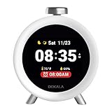 Dekala ChronoSense Alarm Clock for Bedroom Temperature Humidity, 7-Day Programmable 4 Alarms, 100dB Loud Gradual Alarm Clock Heavy Sleeper, IPS Screen Animation, Hourly Chime