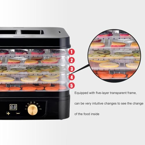 5 Ebenen Dörrautomaten Fr Fleisch Dörrautomat Dörrgerät Dörrautomat Obsttrockner Maschine LCD Digitale Temperatur- Und Timer-Steuerung Umlaufmodus Für Getrocknetes Fleisch Snack Für Haustiere 250W – Bild 6