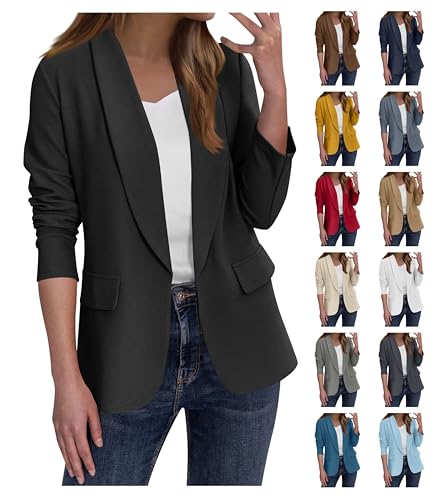 Blazers for Women Fall Clothes 2025 Fashion Lightweight Long Sleeve Jacket Open Front Work Office Suit with Pockets