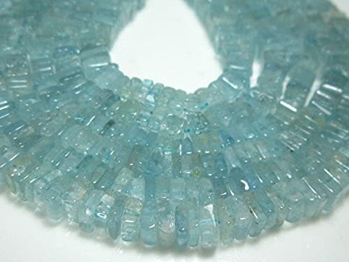 Aigue-marine en cubes lisses Heishi 5mm pour réparer ou composer un collier en pierres
